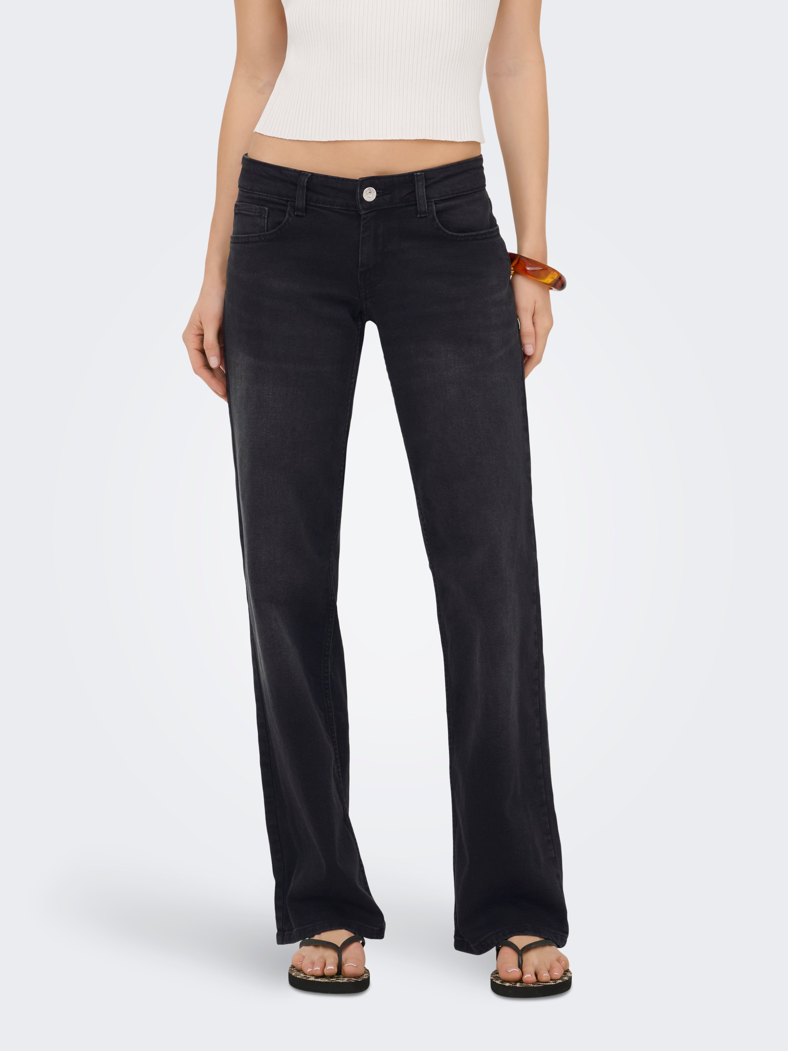 Onljulles Sehr Niedrige Taille Gerade Geschnitten Jeans