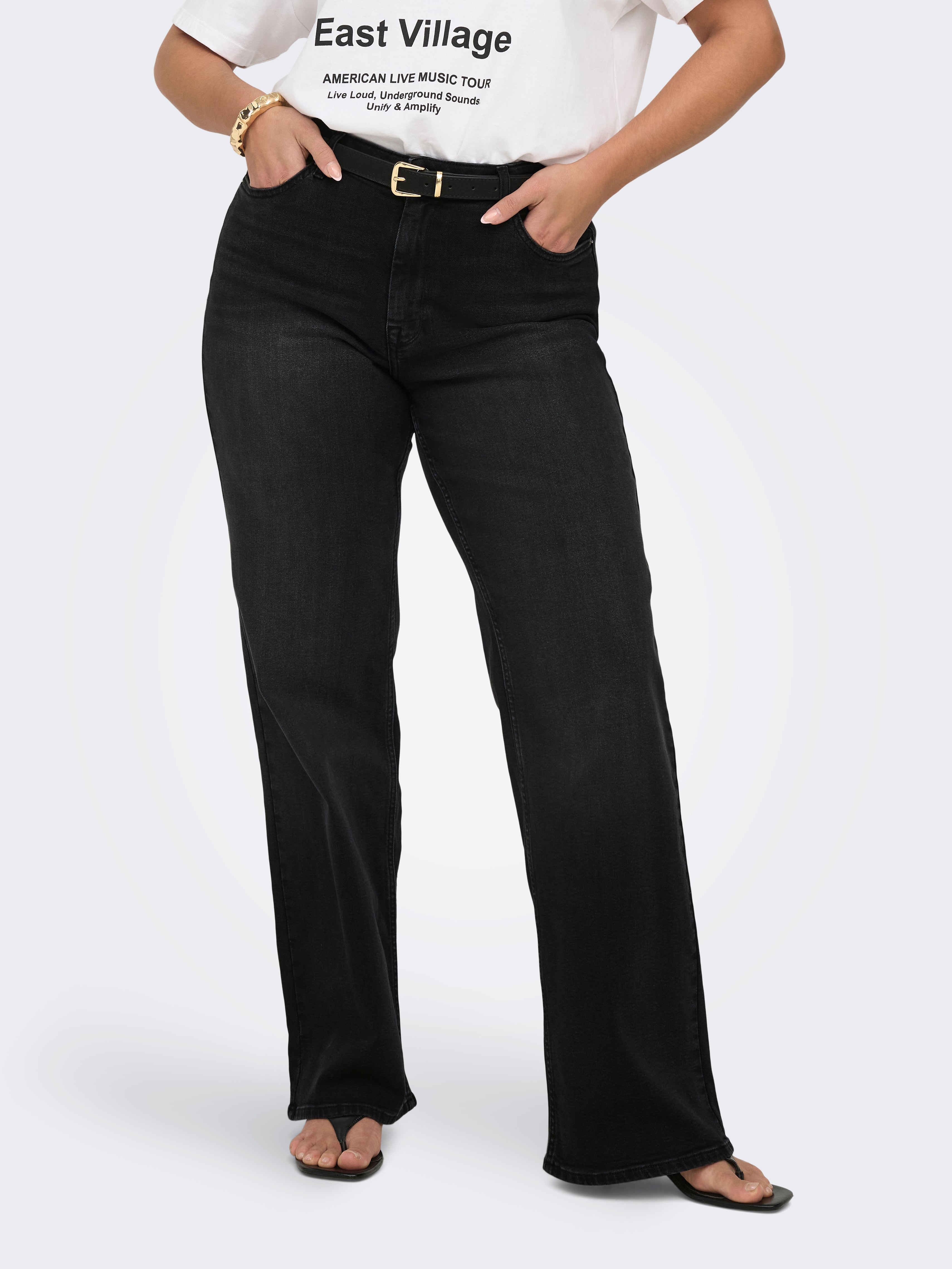 Carjulles Mittlere Taille Weiter Beinschnitt Jeans