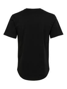ONLY & SONS Lang geschnitten Rundhals T-Shirt -Black - 22002973