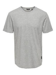 ONLY & SONS Lang geschnitten Rundhals T-Shirt -Light Grey Melange - 22002973