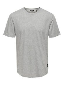ONLY & SONS Long line fit O-hals T-shirts -Light Grey Melange - 22002973