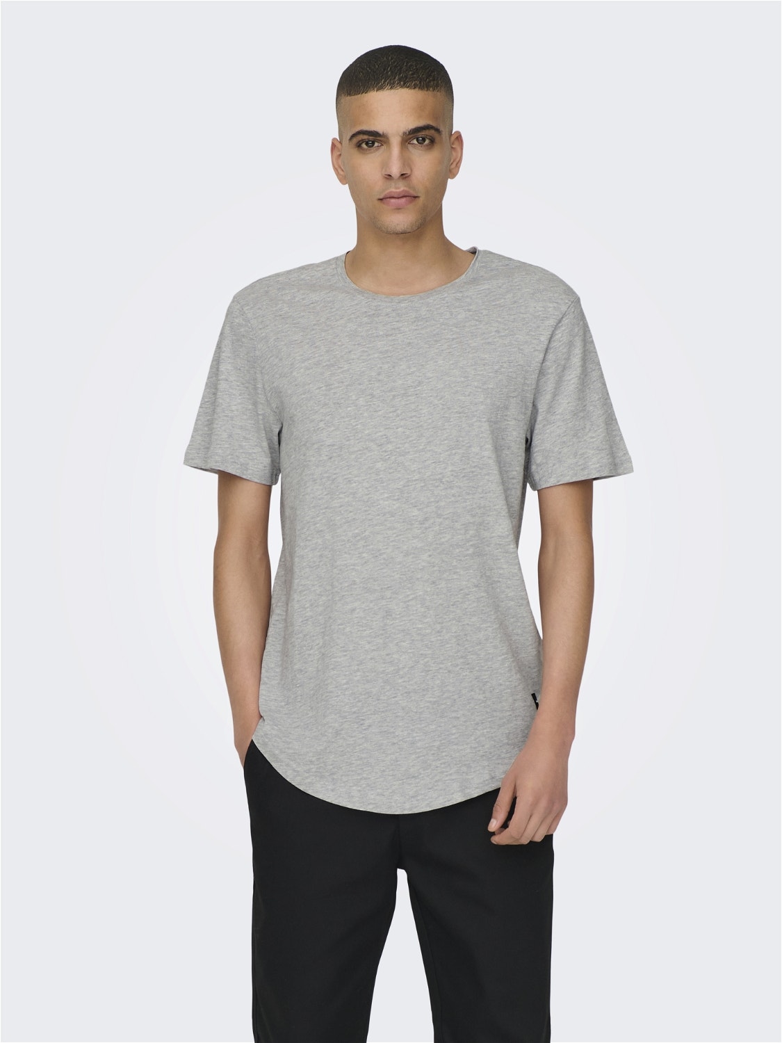 ONLY & SONS Long line fit O-hals T-shirts -Light Grey Melange - 22002973