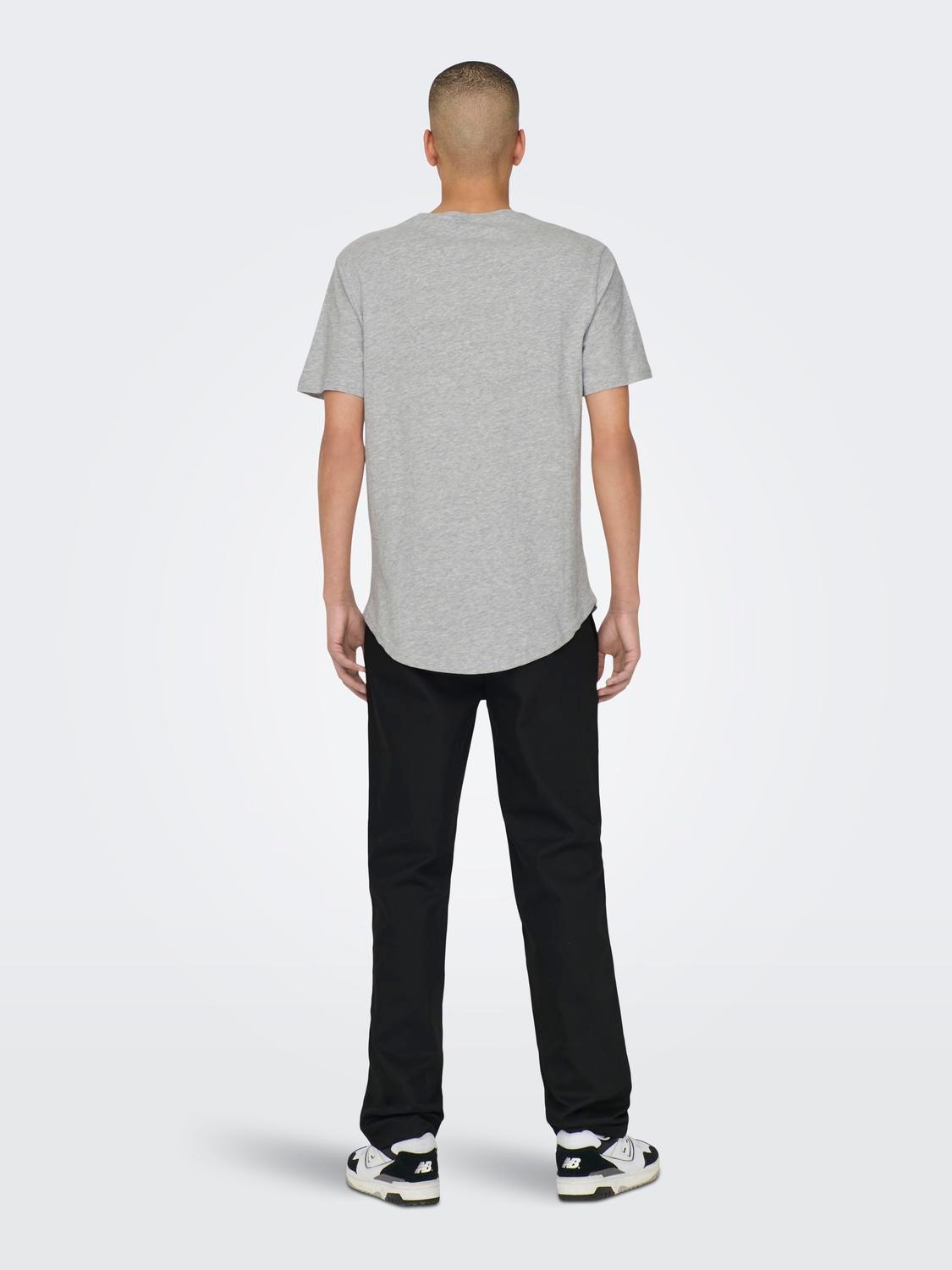 ONLY & SONS Long line fit O-hals T-shirts -Light Grey Melange - 22002973