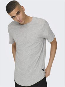 ONLY & SONS Lang geschnitten Rundhals T-Shirt -Light Grey Melange - 22002973