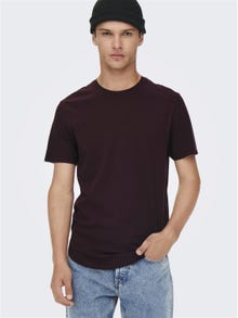 ONLY & SONS Lang geschnitten Rundhals T-Shirt -Fudge - 22002973