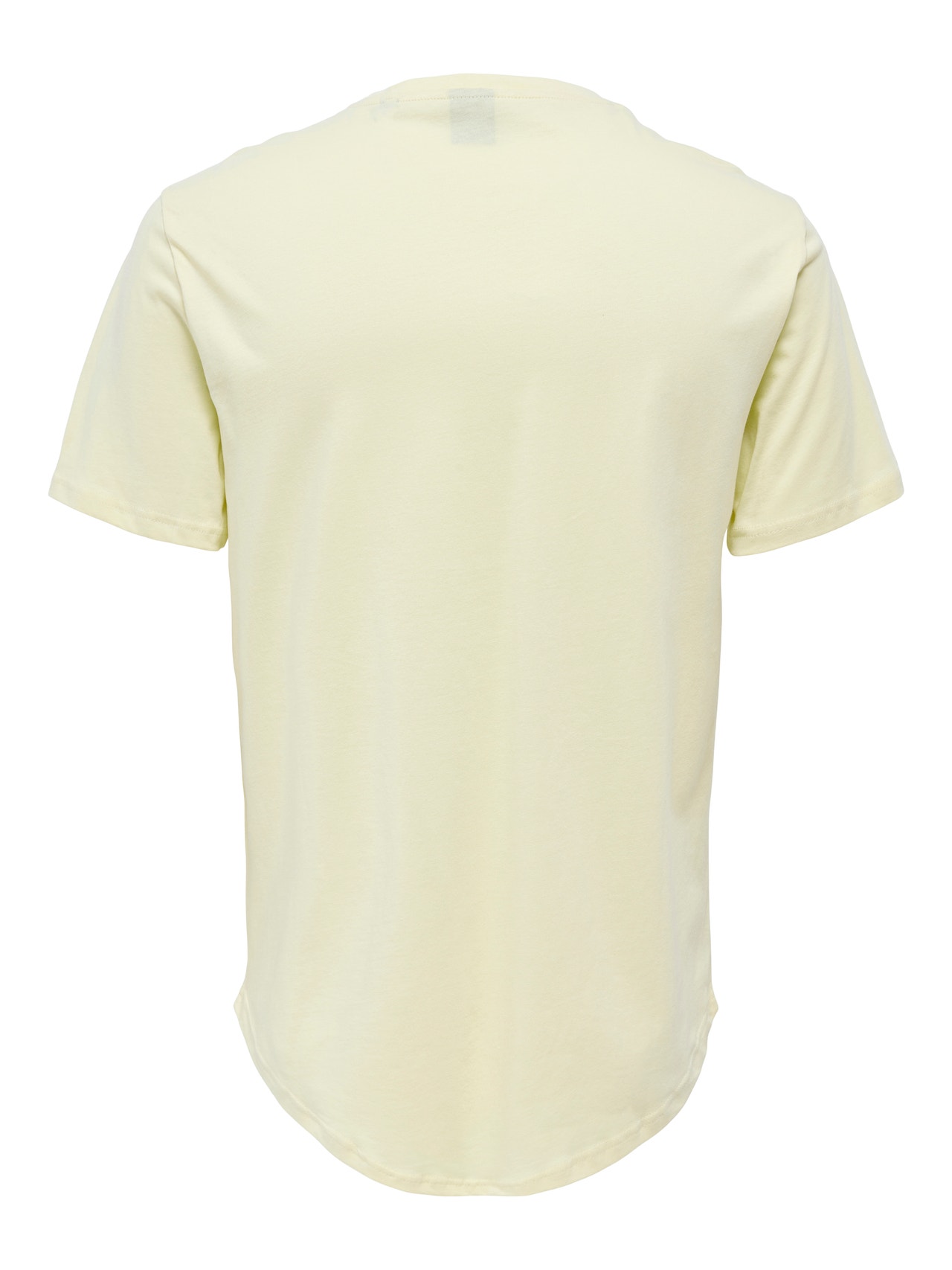 ONLY & SONS Long Line Fit Round Neck T-Shirt -Mellow Yellow - 22002973