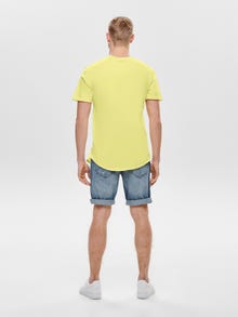 ONLY & SONS Lang geschnitten Rundhals T-Shirt -Mellow Yellow - 22002973