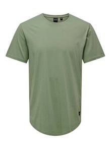 ONLY & SONS T-shirts Long Line Fit Col rond -Hedge Green - 22002973
