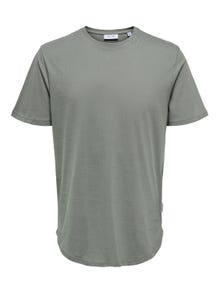 ONLY & SONS T-shirts Long Line Fit Col rond -Castor Gray - 22002973