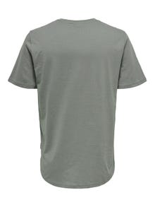 ONLY & SONS T-shirts Long Line Fit Col rond -Castor Gray - 22002973