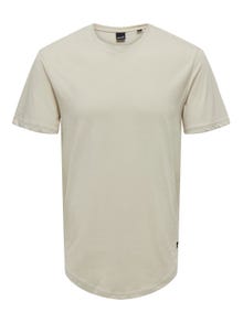 ONLY & SONS Long Line Fit Round Neck T-Shirt -Silver Lining - 22002973