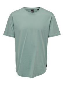 ONLY & SONS Long Line Fit Round Neck T-Shirt -Chinois Green - 22002973