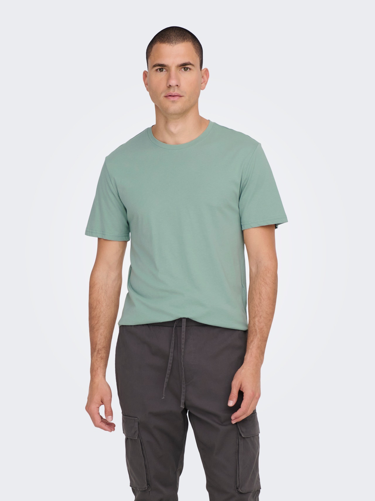 ONLY & SONS Lang geschnitten Rundhals T-Shirt -Chinois Green - 22002973
