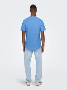 ONLY & SONS Long Line Fit O-ringning T-shirt -Marina - 22002973