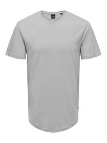 ONLY & SONS Lang geschnitten Rundhals T-Shirt -Mirage Gray - 22002973