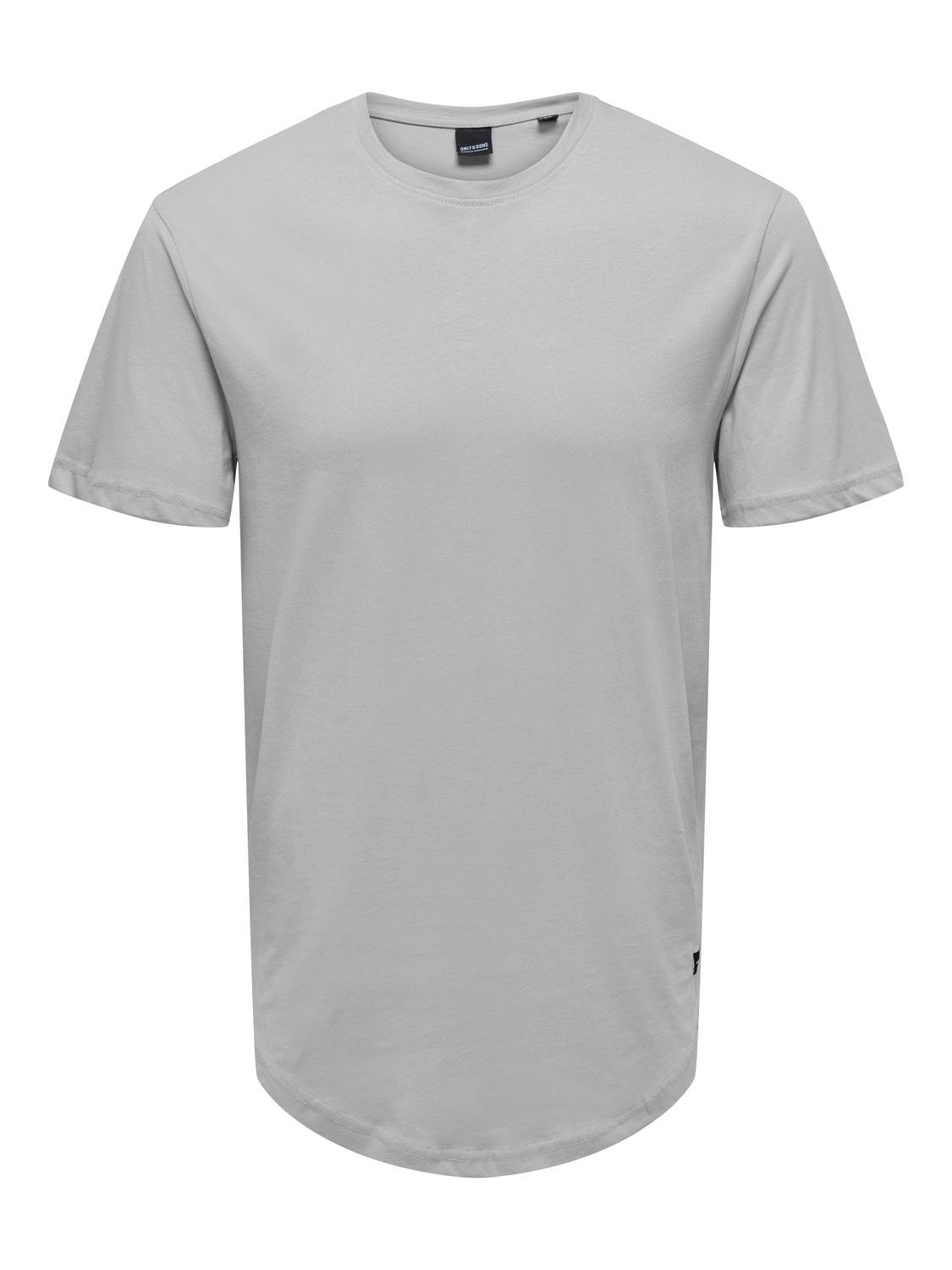 ONLY & SONS Lang geschnitten Rundhals T-Shirt -Mirage Gray - 22002973