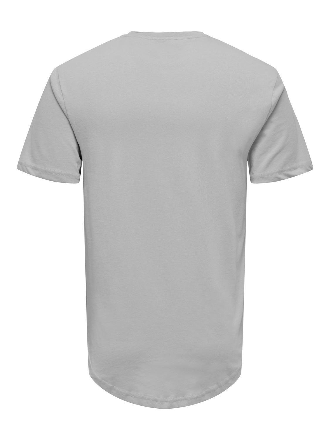 ONLY & SONS Lang geschnitten Rundhals T-Shirt -Mirage Gray - 22002973