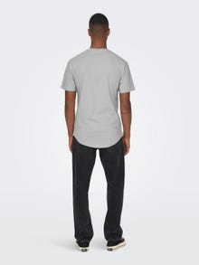 ONLY & SONS Long Line Fit O-ringning T-shirt -Mirage Gray - 22002973