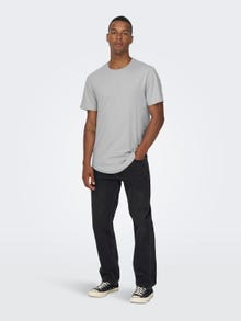 ONLY & SONS Long Line Fit Round Neck T-Shirt -Mirage Gray - 22002973