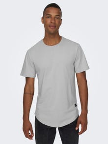 ONLY & SONS Long Line Fit O-ringning T-shirt -Mirage Gray - 22002973