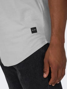 ONLY & SONS Lang geschnitten Rundhals T-Shirt -Mirage Gray - 22002973