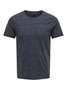 ONLY & SONS Regular Fit Round Neck T-Shirt -Dark Navy - 22005108