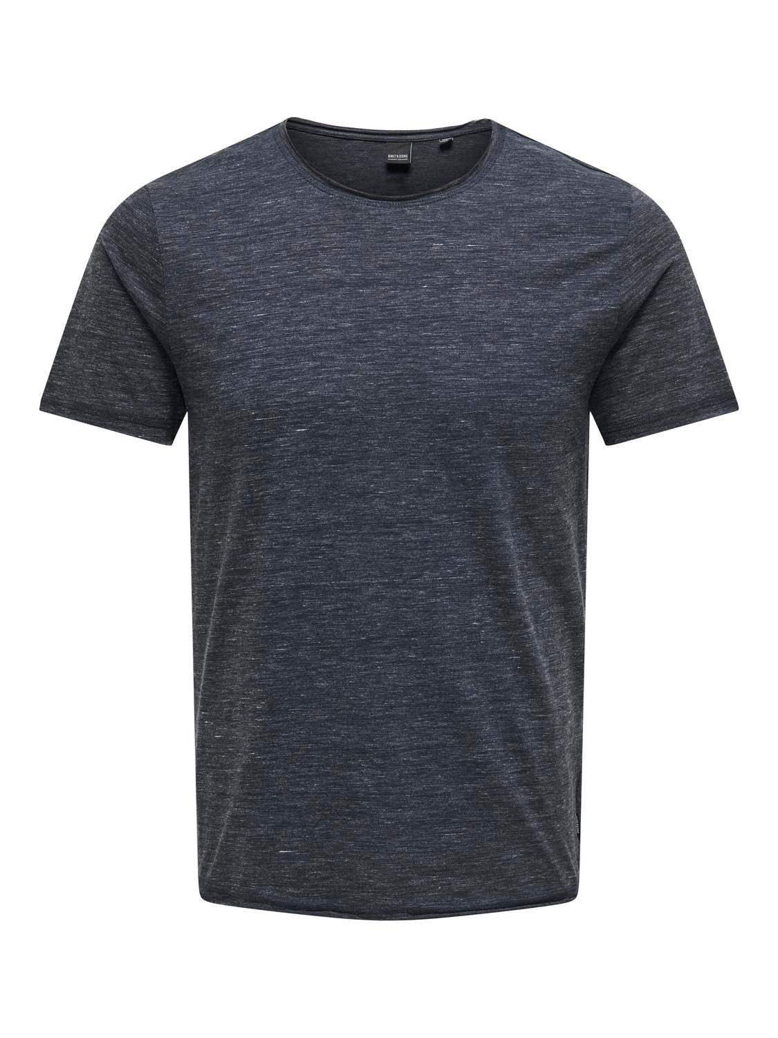 ONLY & SONS Regular Fit Round Neck T-Shirt -Dark Navy - 22005108