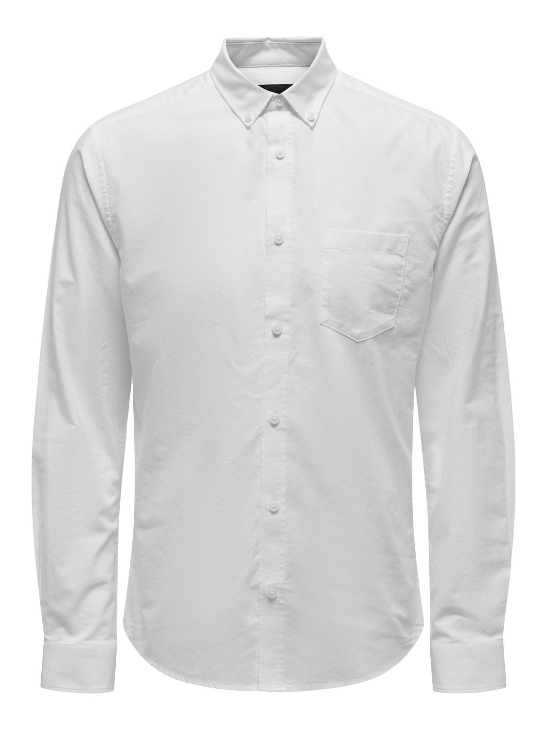 ONLY & SONS Slim Fit Button-down collar Shirt -White - 22006479