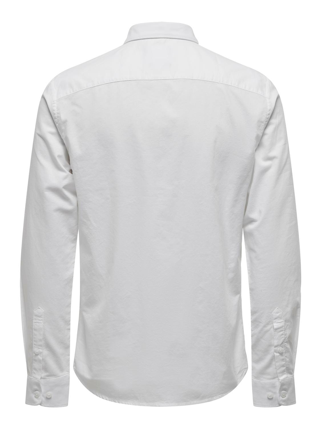 ONLY & SONS Slim Fit Button down-krage Skjorta -White - 22006479