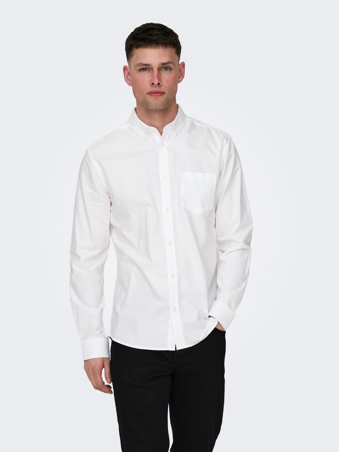 ONLY & SONS Camisas Corte slim Cuello abotonado -White - 22006479