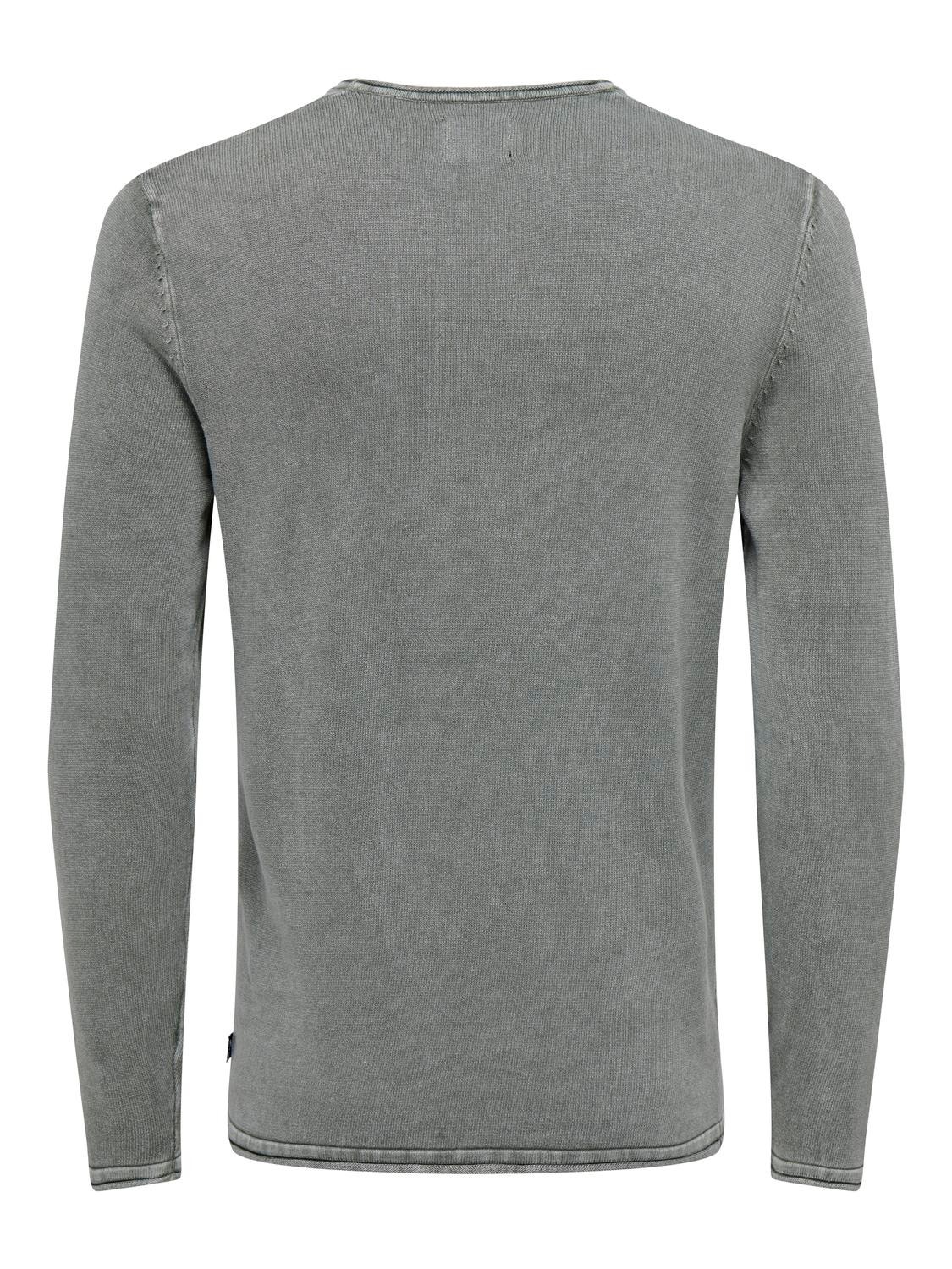 ONLY & SONS Normal geschnitten Rundhalsausschnitt Pullover -Castor Gray - 22006806