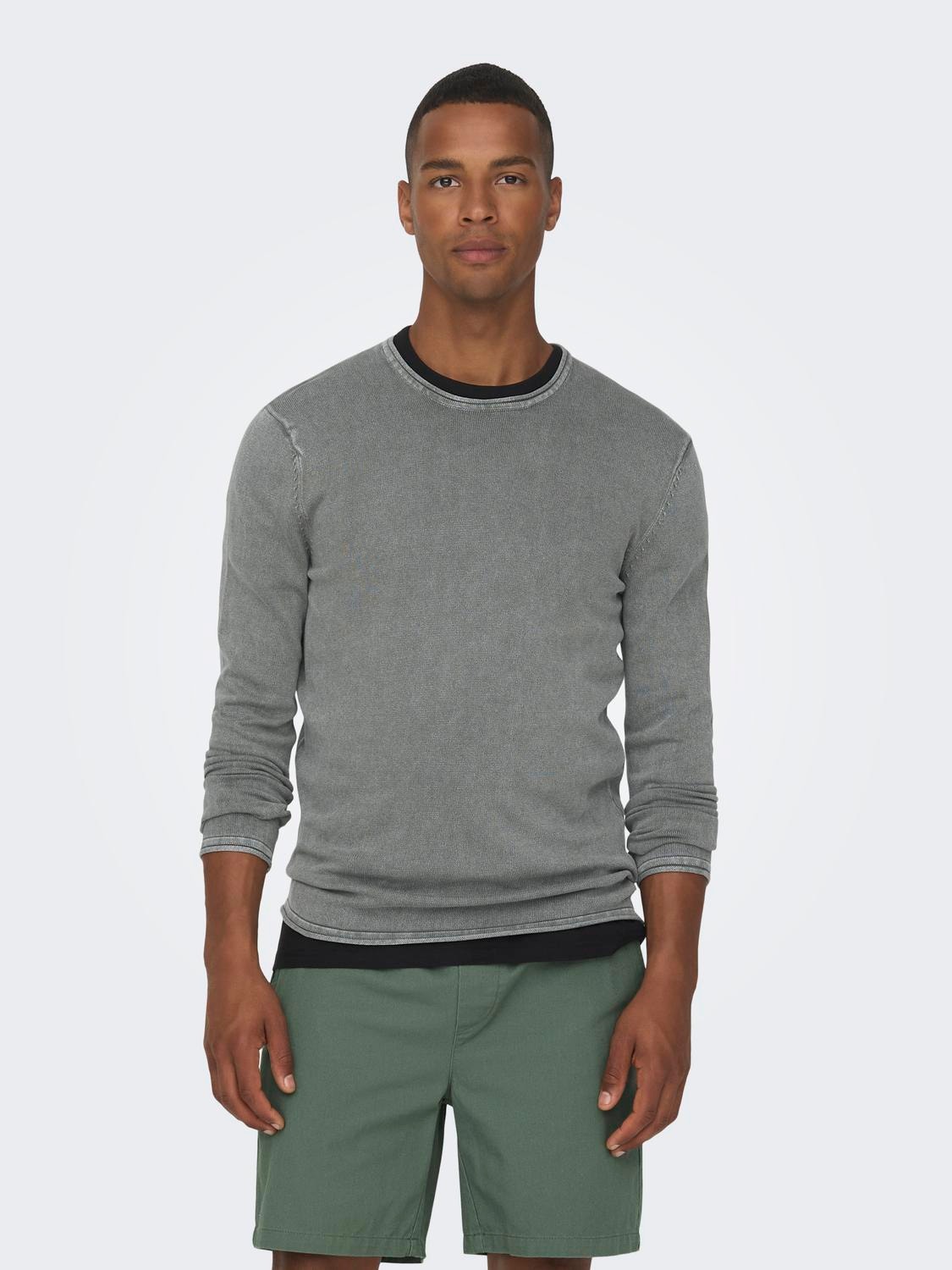 ONLY & SONS Normal passform Rundringning Pullover -Castor Gray - 22006806