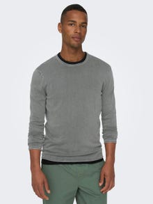 ONLY & SONS Normal geschnitten Rundhalsausschnitt Pullover -Castor Gray - 22006806