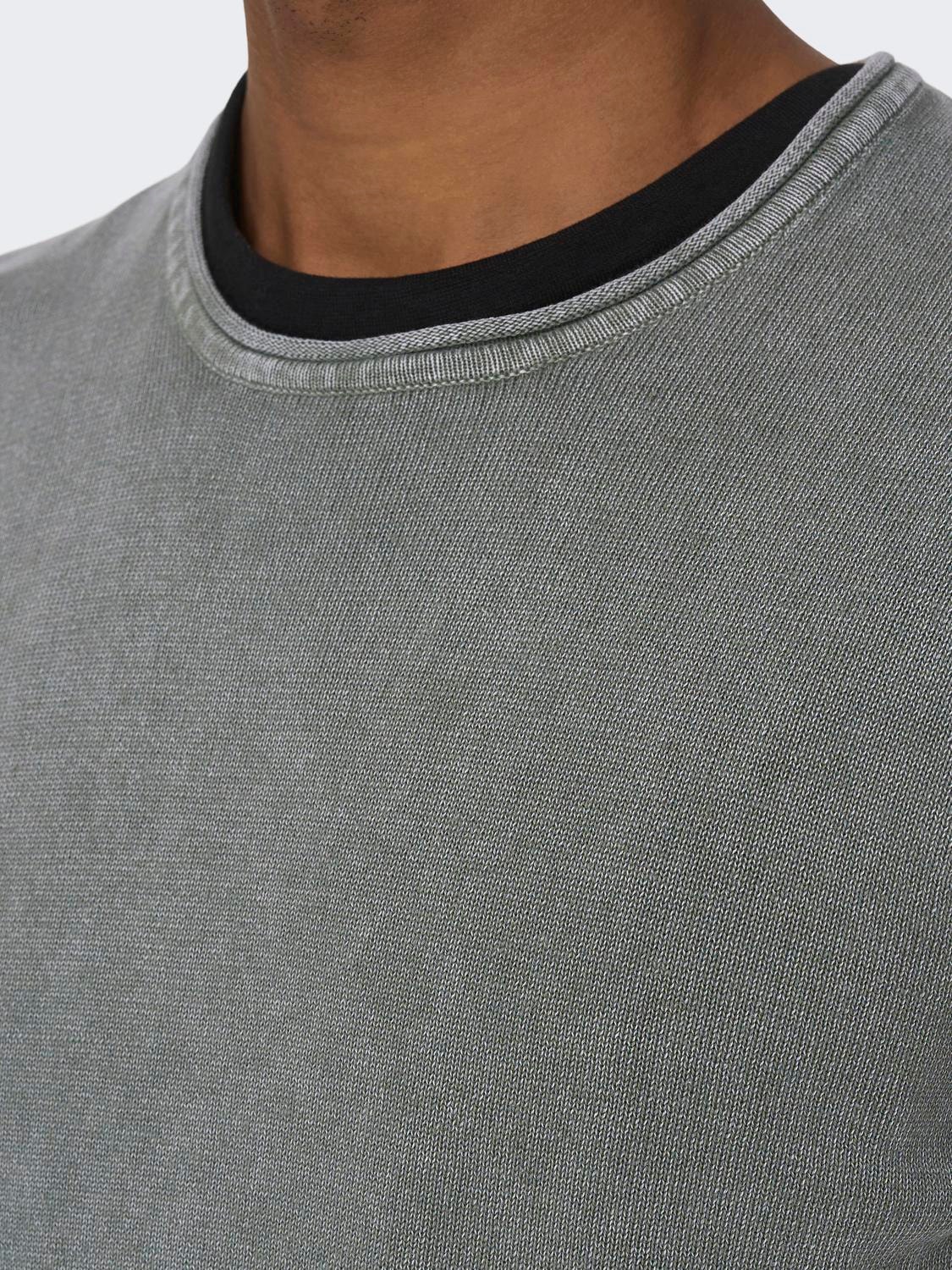 ONLY & SONS Crew neck knitted pullover -Castor Gray - 22006806