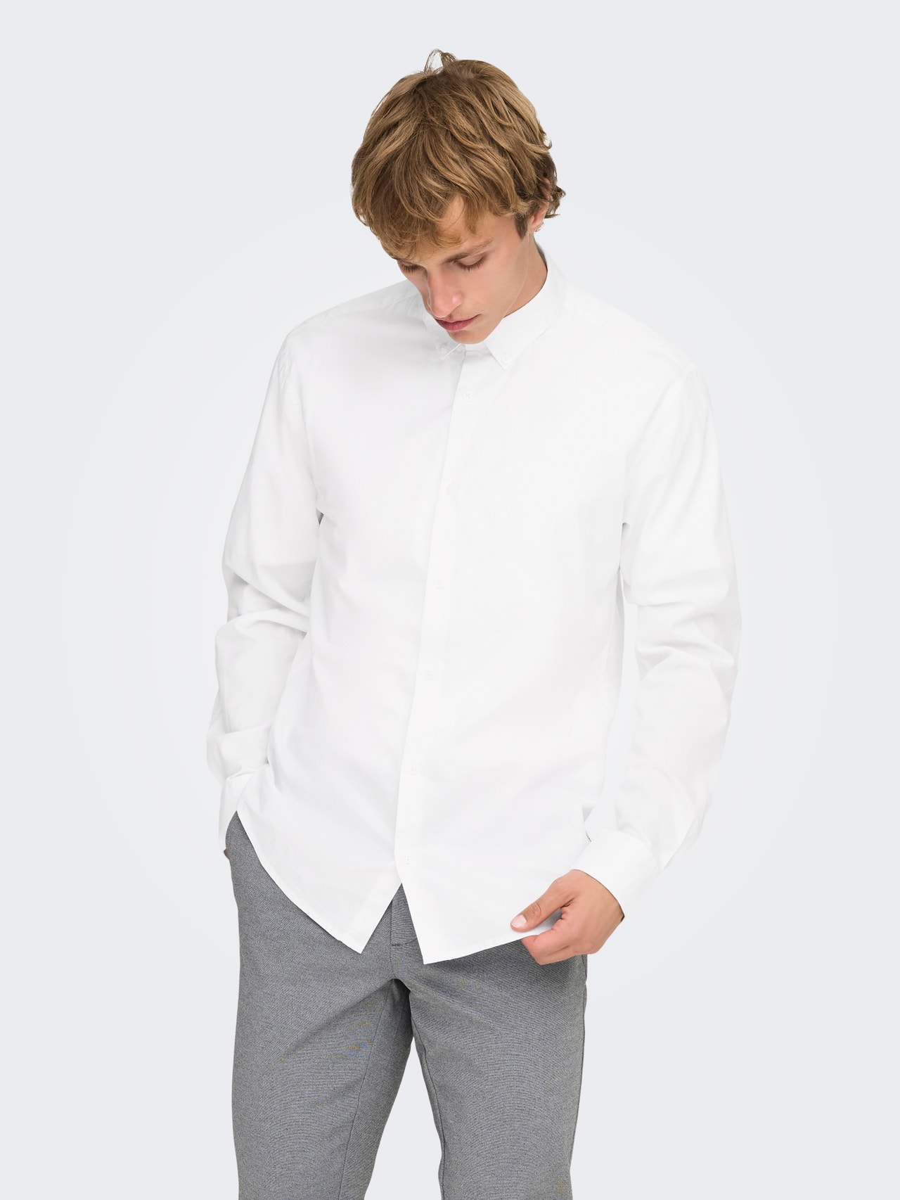 ONLY & SONS Kitsas lõige Särgikrae Särk -White - 22010862