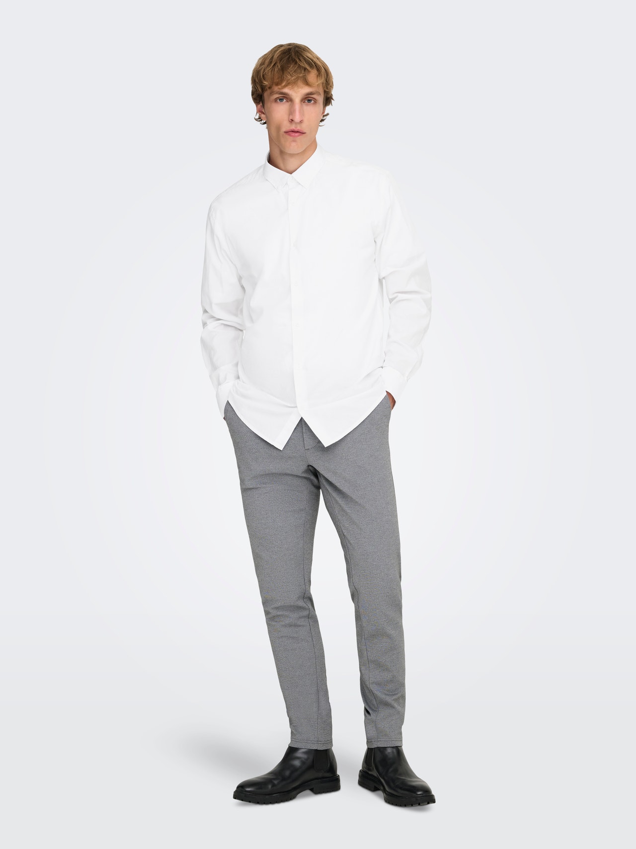 ONLY & SONS Kitsas lõige Särgikrae Särk -White - 22010862