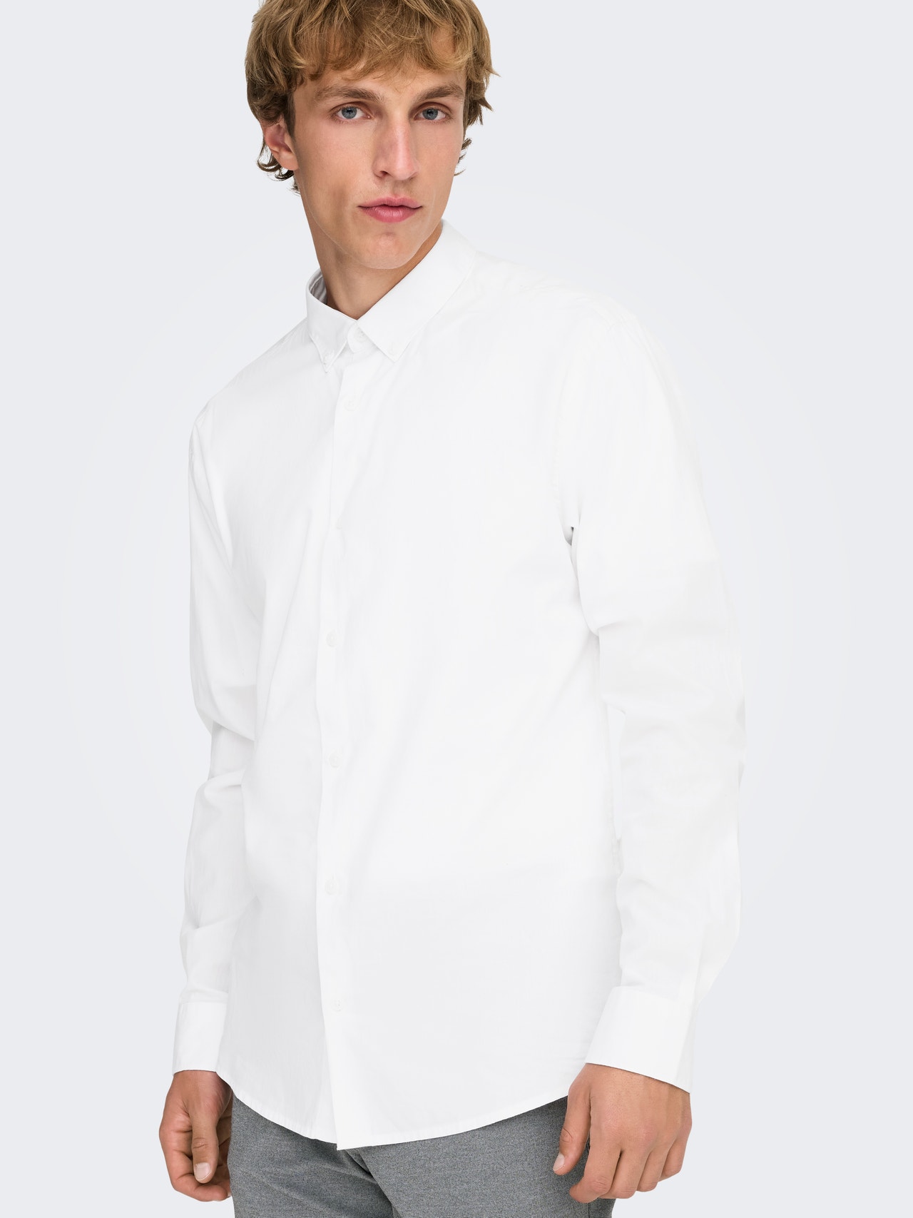 ONLY & SONS Kitsas lõige Särgikrae Särk -White - 22010862