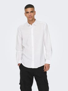 ONLY & SONS Slim fit hør skjorte -White - 22012321