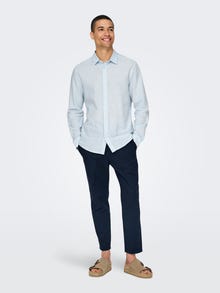 ONLY & SONS slim fit Linen shirt -Cashmere Blue - 22012321