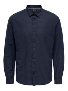 ONLY & SONS slim fit Linen shirt -Night Sky - 22012321