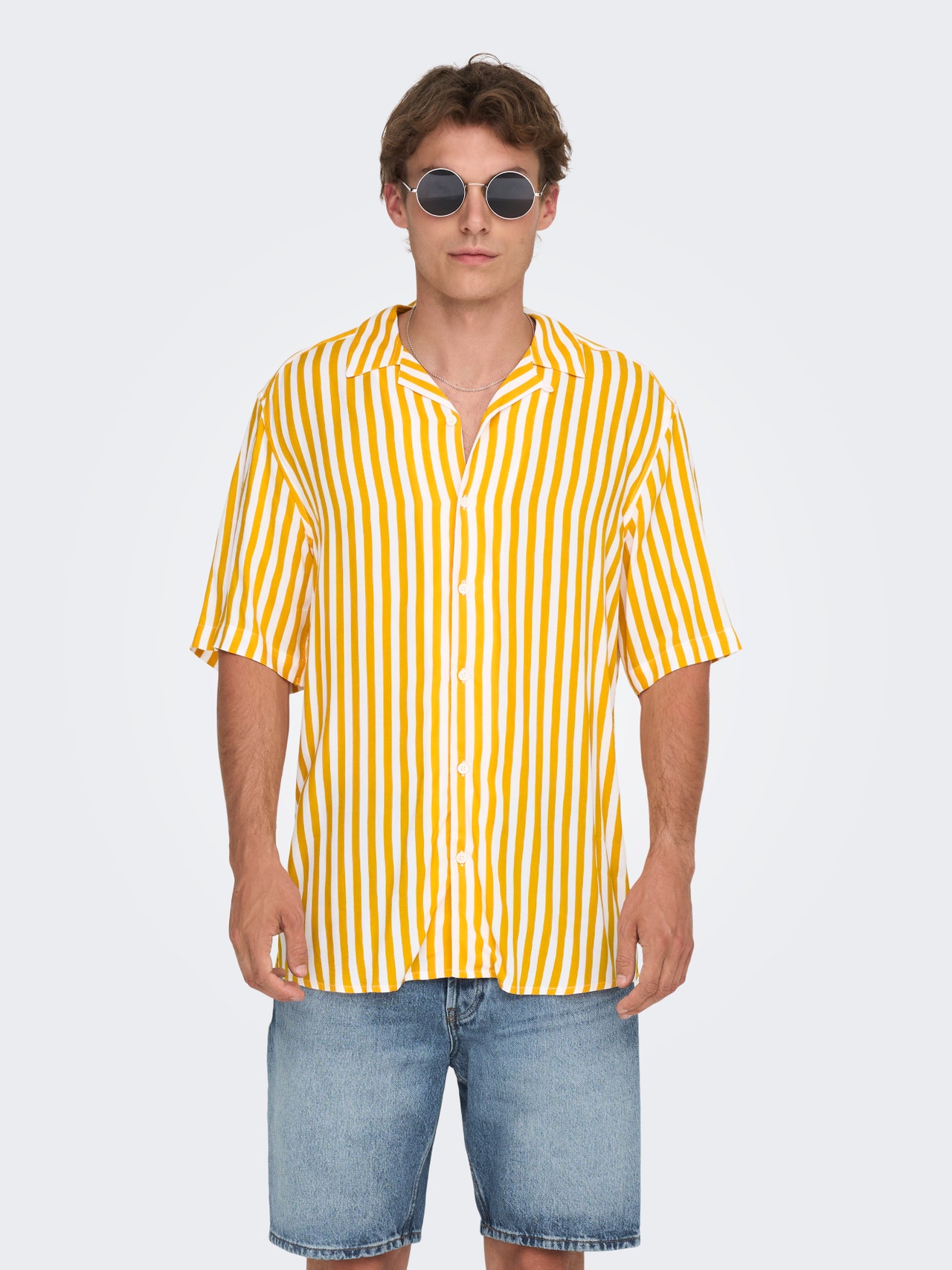 ONLY & SONS Short sleeved striped shirt -Mango Mojito - 22013267