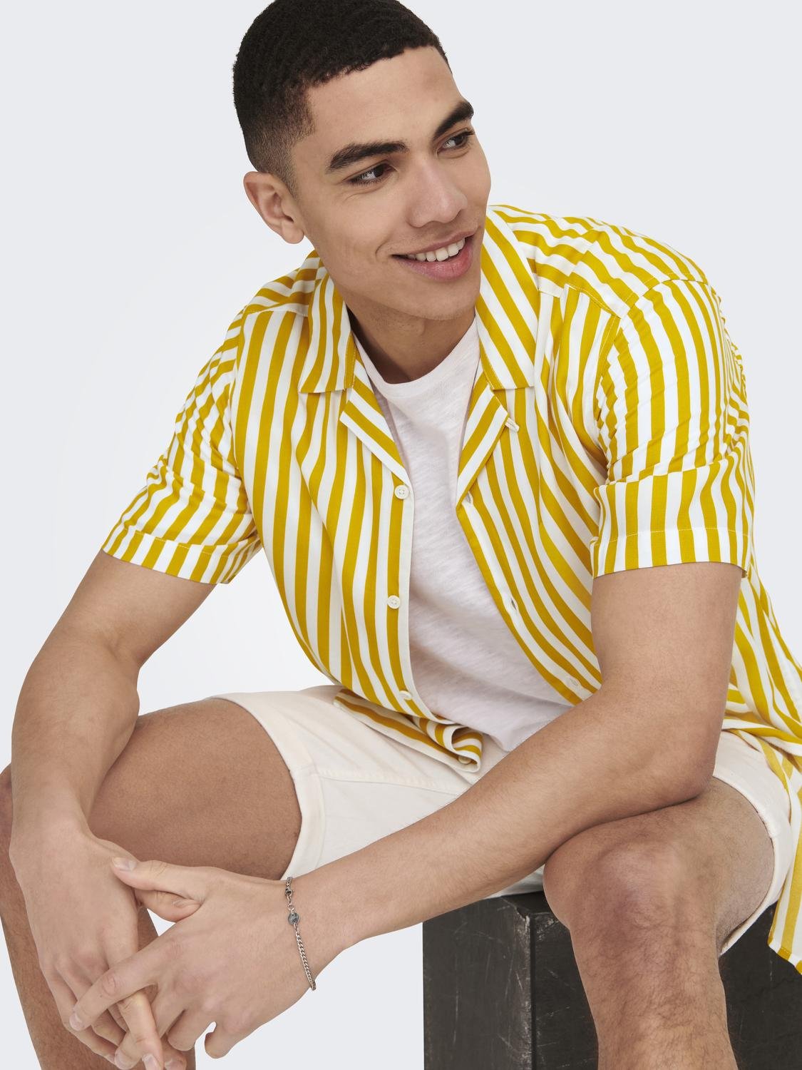 ONLY & SONS Short sleeved striped shirt -Mango Mojito - 22013267