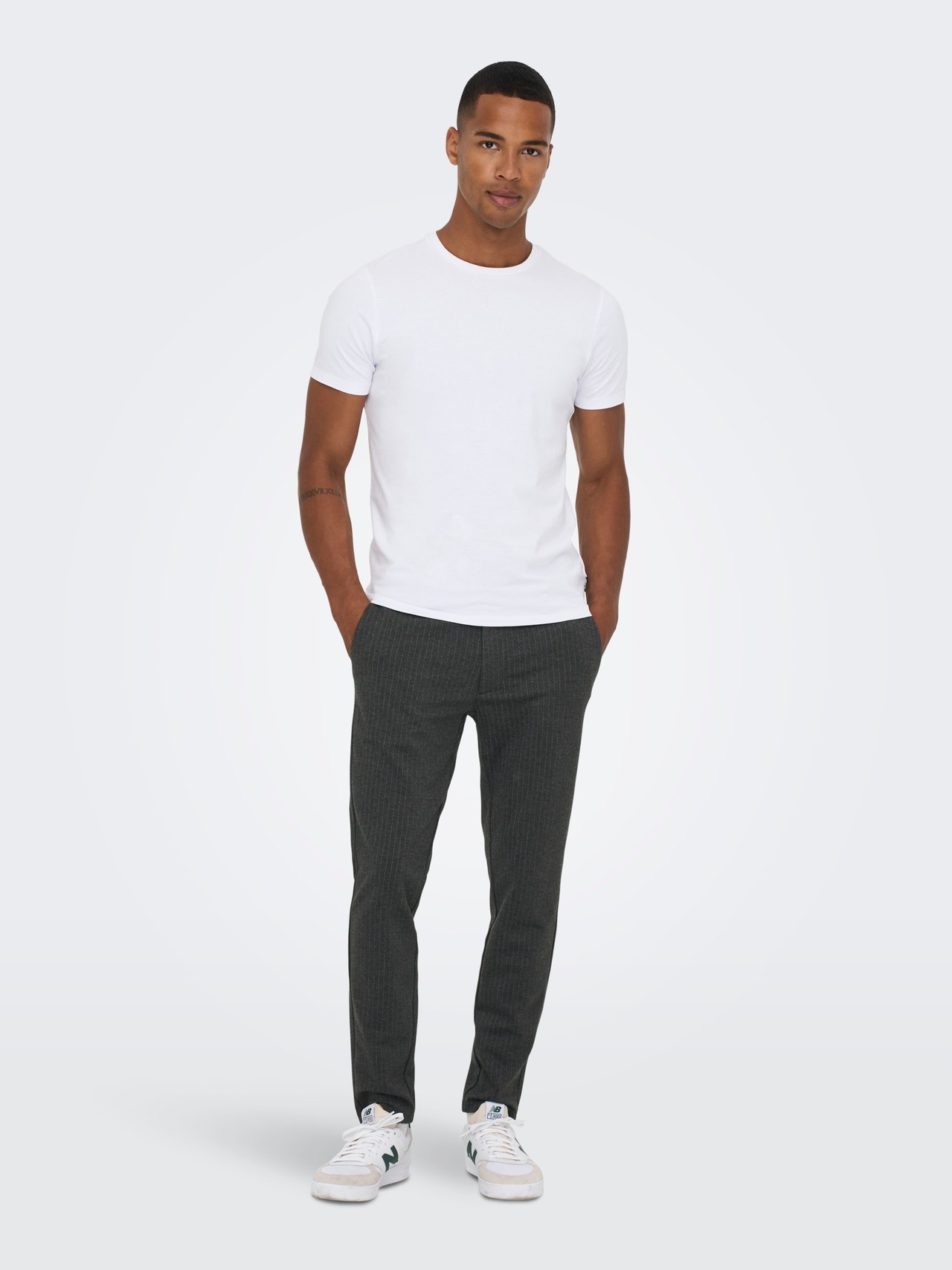 ONLY & SONS Pantalons Tapered Fit -Dark Grey Melange - 22013727