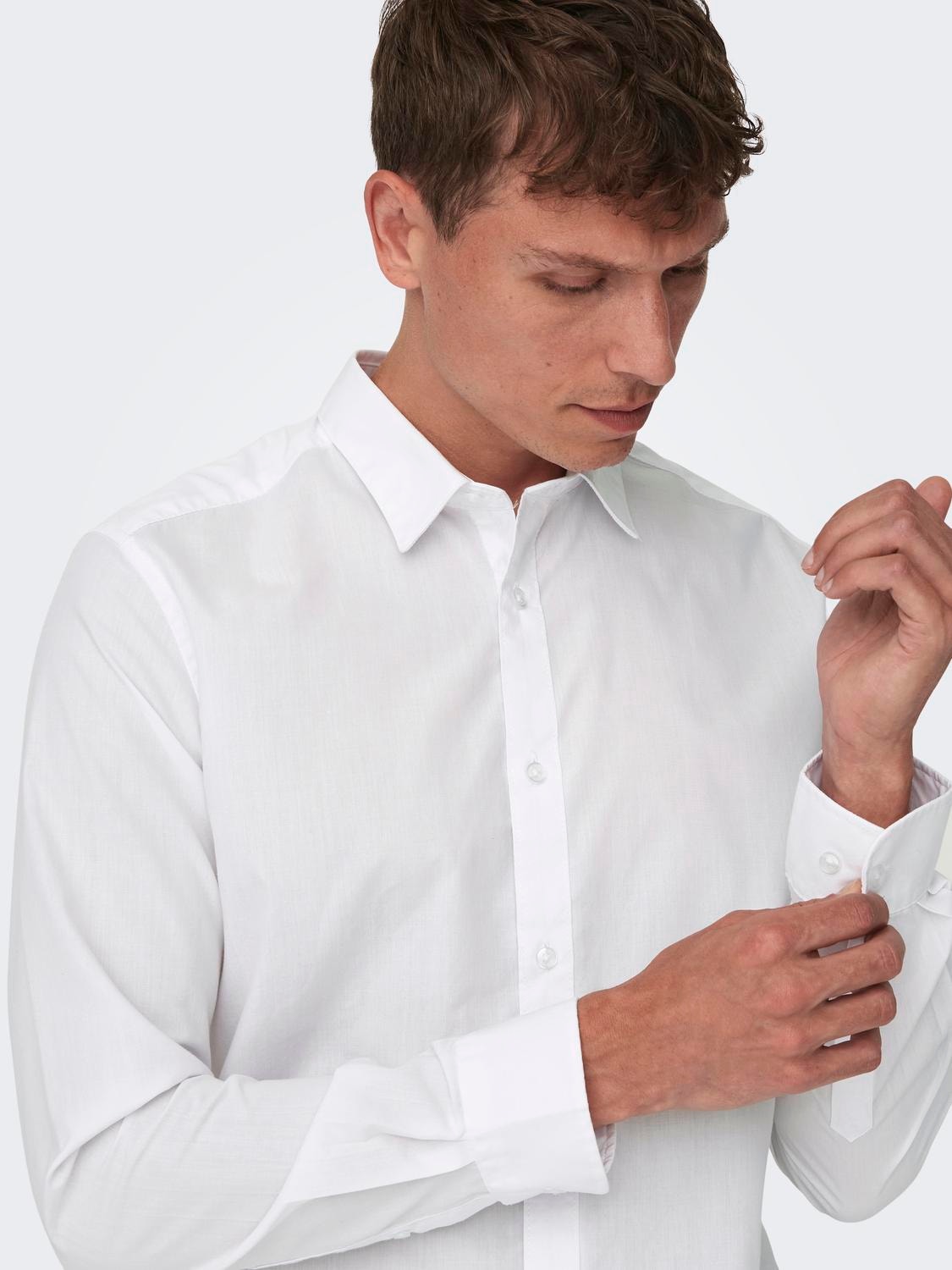 ONLY & SONS Chemises Slim Fit Col chemise -White - 22015472