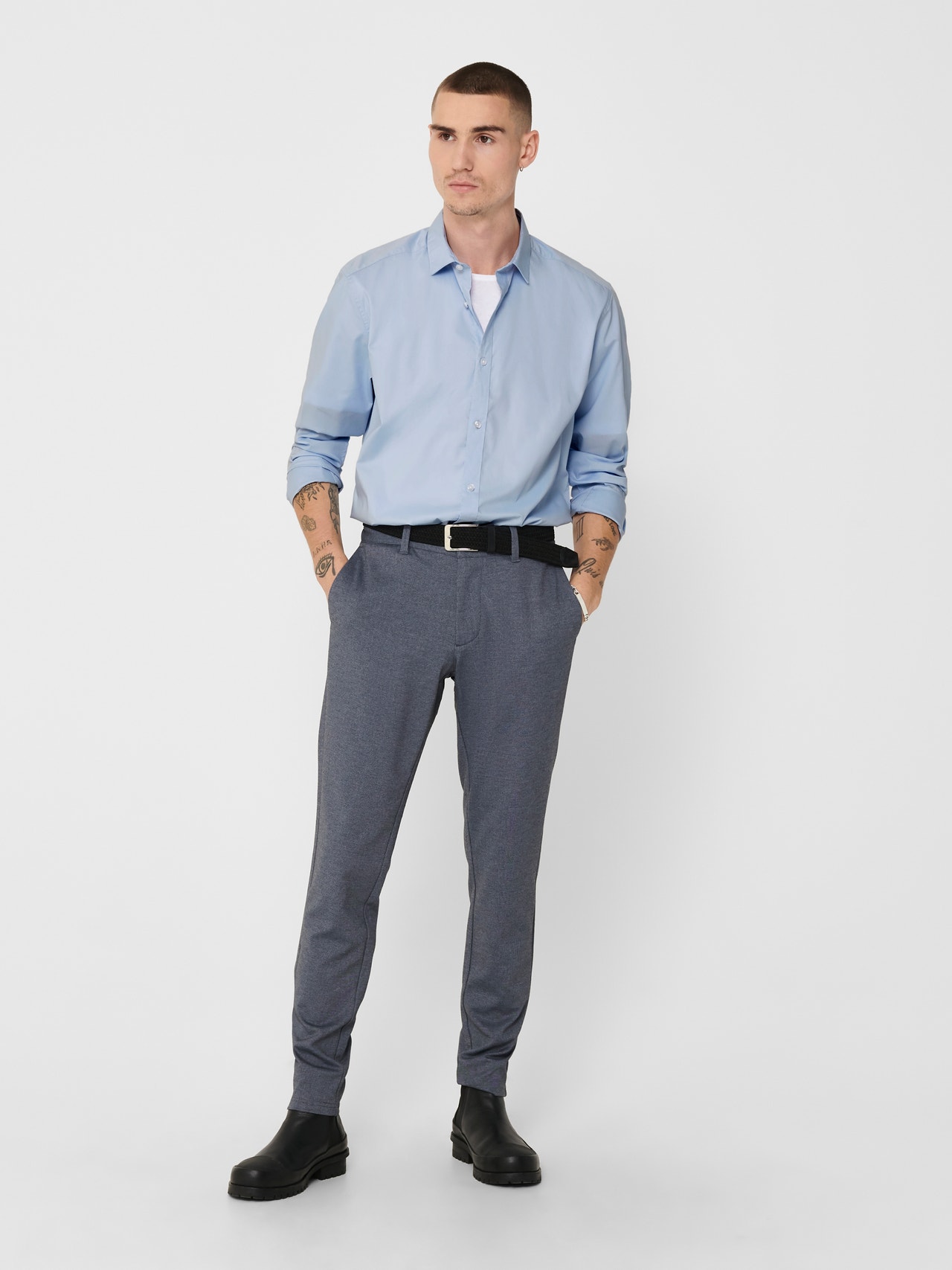 ONLY & SONS Chemises Slim Fit Col chemise -Cashmere Blue - 22015472