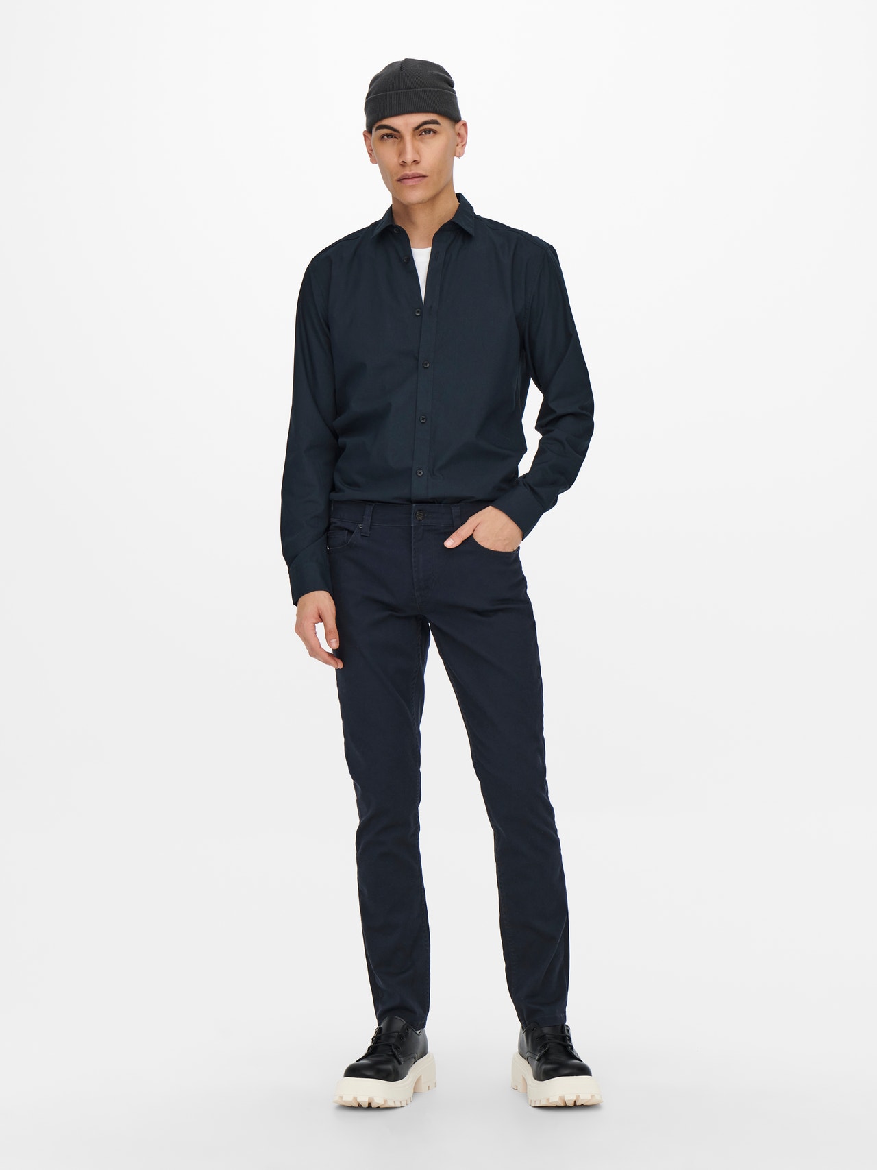 ONLY & SONS Slim Fit Skjortekrage Skjorte -Dark Navy - 22015472