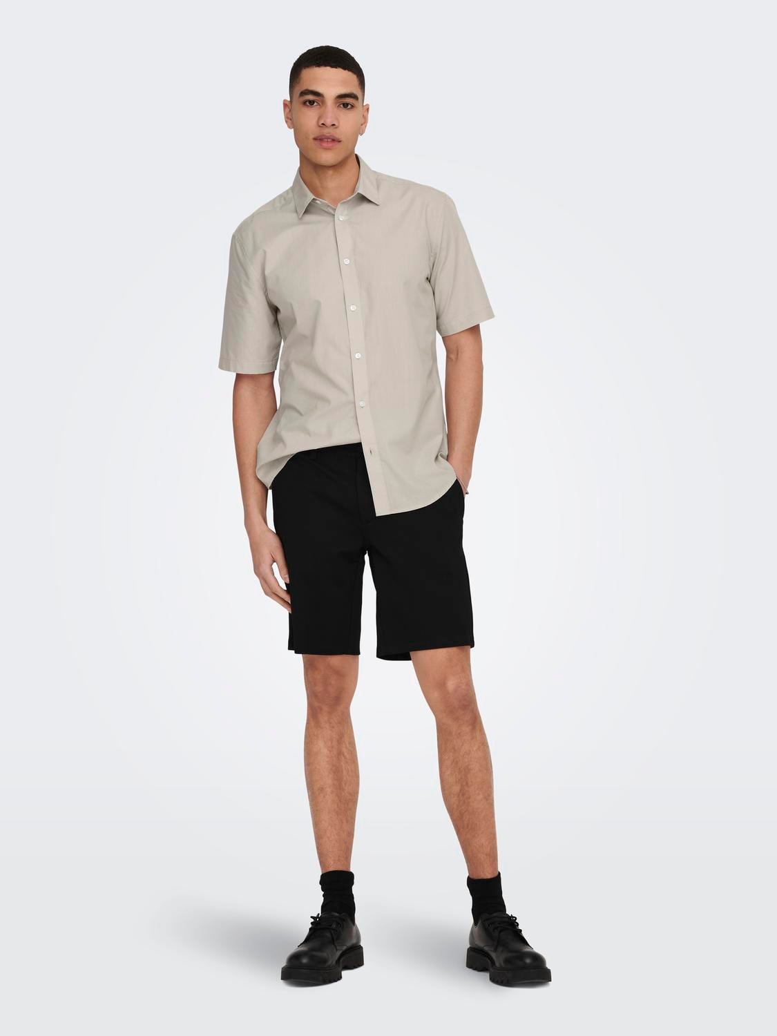 ONLY & SONS Slim Fit Short Sleeved Shirt -Silver Lining - 22015475