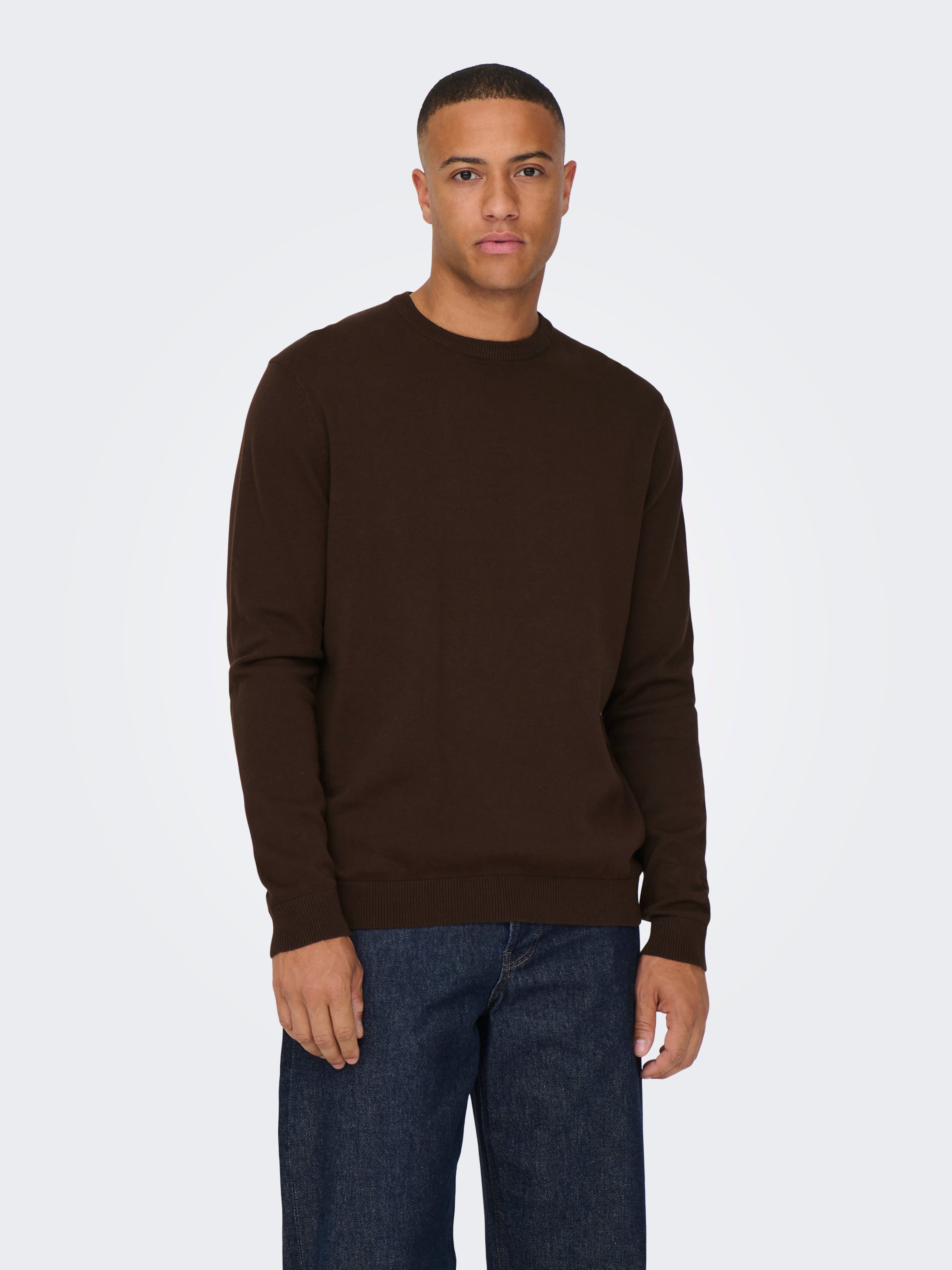 Crew neck Pullover | Dark Brown | ONLY u0026 SONS®