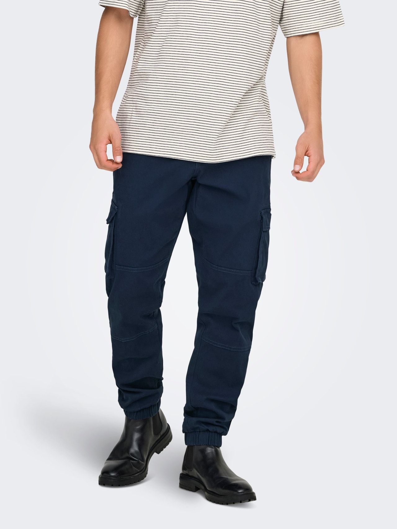 ONLY & SONS Alt kitsenev lõige Venivad äärised Püksid -Dress Blues - 22016687