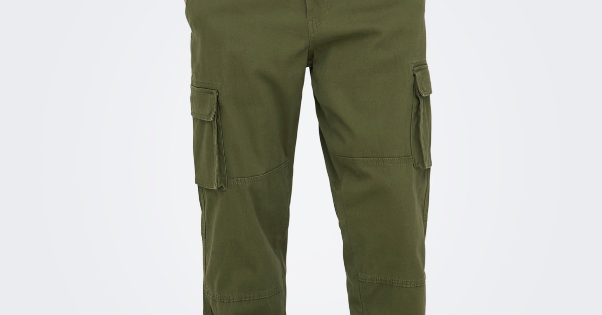 ONLY & SONS Pantaloni Cargo Uomo Verde Lichen - 31W X 34L - Tela Robusta